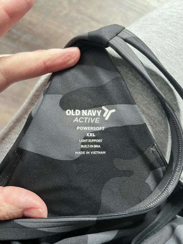 Old Navy Active Powersoft Womens Sports Bra Womens 2XL Gray Camo Print K8 - Picture 3 of 6
